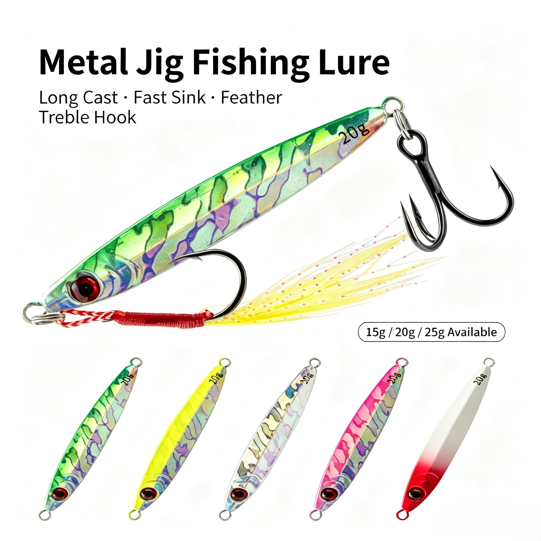 Fishing Hook Treble - 3개입 메탈 지그 루어 세트 비대칭형